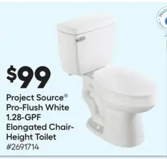 Lowe's Project source pro-flush white 1.28-gpf elongated chair- height toilet offer