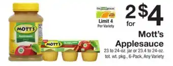 The Fresh Grocer Applesauce offer