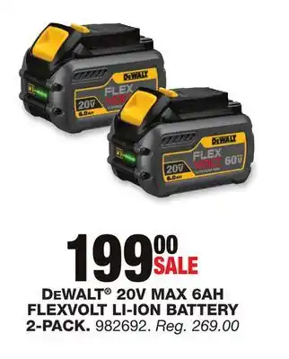 Blain's Farm & Fleet Dewalt 20v max 6ah flexvolt li-ion battery 2-pack offer