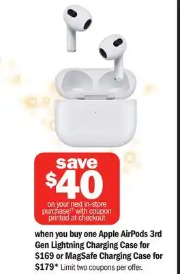 Meijer Apple airpods 3rd gen lightning charging case or magsafe charging case offer
