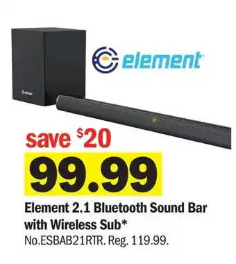 Meijer Element 2.1 bluetooth sound bar with wireless sub offer
