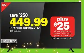 Meijer Lg 65 4k uhd hdr smart tv offer