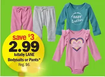 Meijer Lullaby lane bodysuits or pants offer