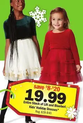 Meijer Entire stock of lilt and blueberi kids' holiday dresses offer