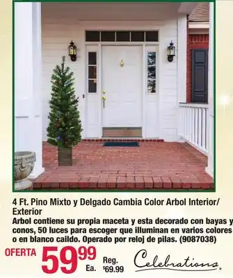 Ace Hardware 4 ft. pino mixto y delgado cambia color arbol interior/ exterior offer