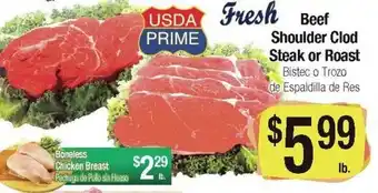 Big Saver Foods Beef Shoulder Clod Steak or Roast offer