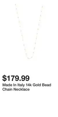 TJ Maxx Made in italy 14k gold bead chain necklace offer