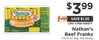 ShopRite Beef franks offer