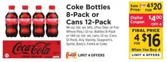 ShopRite Bottles 8-pack or cans 12-pack offer