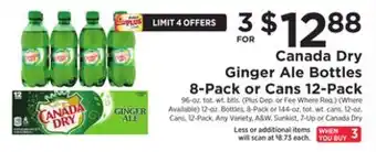 ShopRite Ginger ale bottles 8-pack or cans 12-pack offer