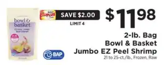 ShopRite 2-lb. bag jumbo ez peel shrimp offer