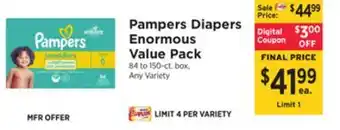 ShopRite Diapers enormous value pack offer