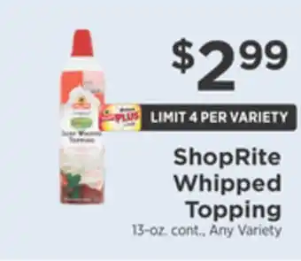 ShopRite Whipped topping offer