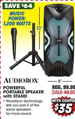 Big 5 Audiobox powerful portable speaker with stand offer