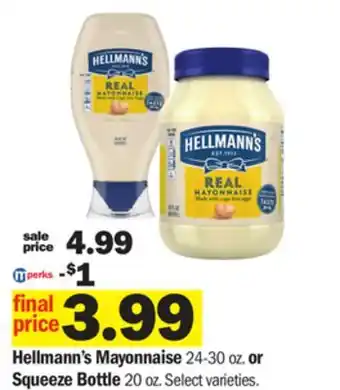 Meijer Hellmann's mayonnaise 24-30 oz. or squeeze bottle 20 oz offer