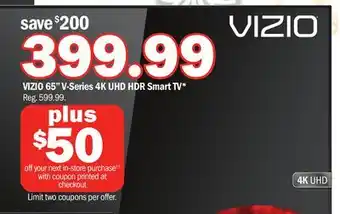 Meijer Vizio 65 v-series 4k uhd hdr smart tv offer