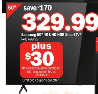 Meijer Samsung 50 4k uhd hdr smart tv offer