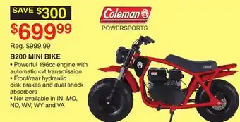 Dunham's Sports Coleman b200 mini bike offer