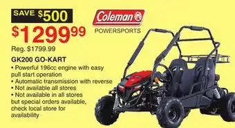 Dunham's Sports Coleman gk200 go-kart offer
