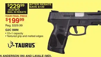 Dunham's Sports Taurus g2c 9mm offer