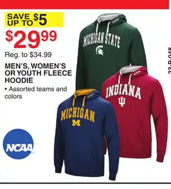 Dunham's Sports Ncaa men's, women's or youth fleece hoodie offer