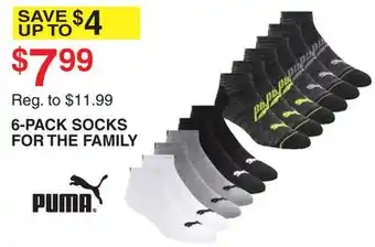 Dunham's Sports Puma 6-pack socks for the family offer