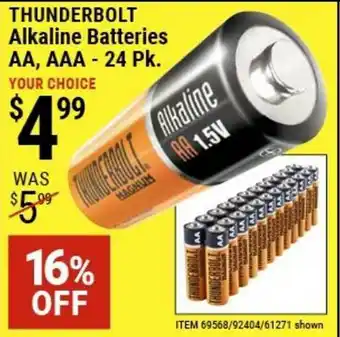 Thunderbolt Alkaline Batteries AA, AAA - 24 Pk 16% Off