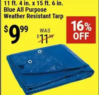 Harbor Freight Tools 11 Ft. 4 In. X 15 Ft. 6 In. Blue All Purpose Weather Resistant Tarp 16% Off offer