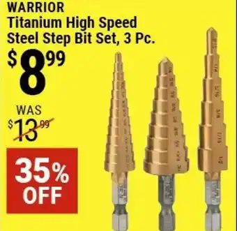 Harbor Freight Tools Warrior Titanium High Speed Steel Step Bit Set, 3 Pc. 35% Korting offer