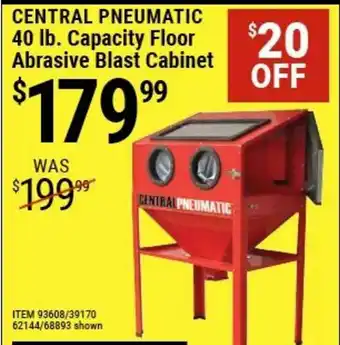 Central Pneumatic 40 Lb. Capacity Floor Abrasive Blast Cabinet