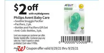 Walgreens Philips Avent Baby Care Soothie Snuggle Pacifier, Pacifiers, Bottles And Pacifiers Gift Set Or Anti-Colic Bottles offer