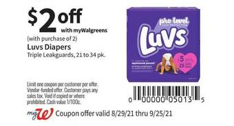 Walgreens Luvs Diapers Triple Leakguards offer