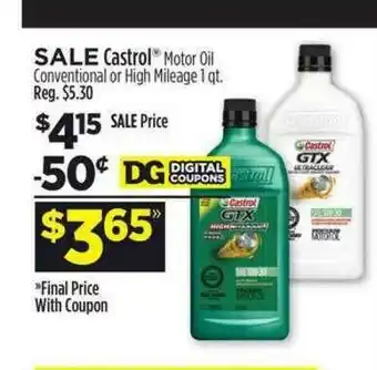 Dollar General Castrol Motor Oil offer