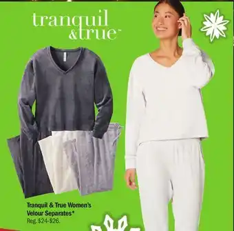 Meijer Tranquil & true women's velour separates offer