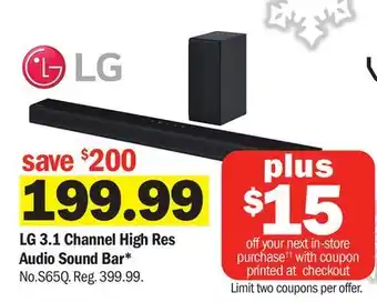 Meijer Lg 3.1 channel high res audio sound bar offer
