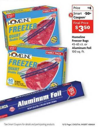 Family Dollar Homeline Freezer Bags offer