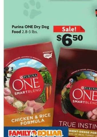 Family Dollar Purina One Dry Dog Food offer