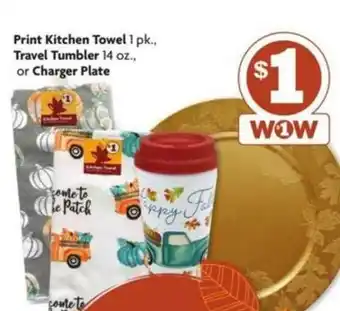 Print Kitchen Towel Travel Tumbler Or Charger Plate