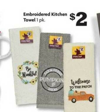 Family Dollar Embroidered Kitchen Towel offer