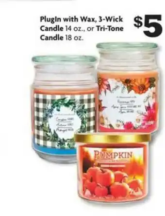 Family Dollar Plugin With Wax Candle Or Tri-tone Candle offer