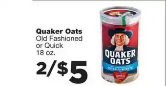 Family Fare Quaker Oats Old Fashioned Or Quick offer