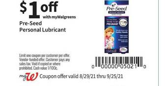 Walgreens Pre-Seed Personal Lubricant offer