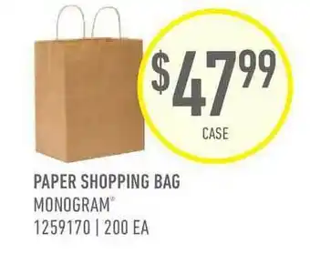 US Foods Chef's Store Paper Shopping Bag Monogram® offer