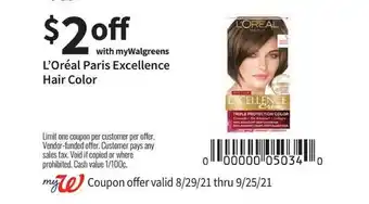 Walgreens L'Oréal Paris Excellence Hair Color offer
