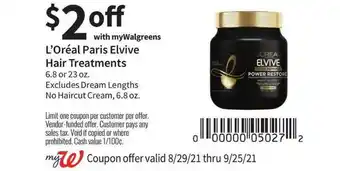 Walgreens L'Oréal Paris Elvive Hair Treatments offer
