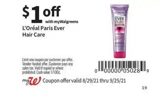 Walgreens L'Oréal Paris Ever Hair Care offer