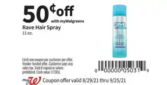Walgreens Rave Hair Spray offer