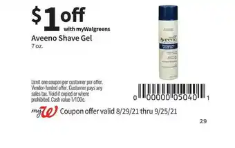 Walgreens Aveeno Shave Gel offer