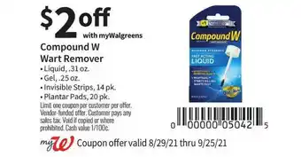 Walgreens Compound W Wart Remover Liquid, Gel, Invisible Strips Or Plantar Pads offer