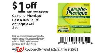 Walgreens Campho-Phenique Pain & Itch Relief Antiseptic Gel offer